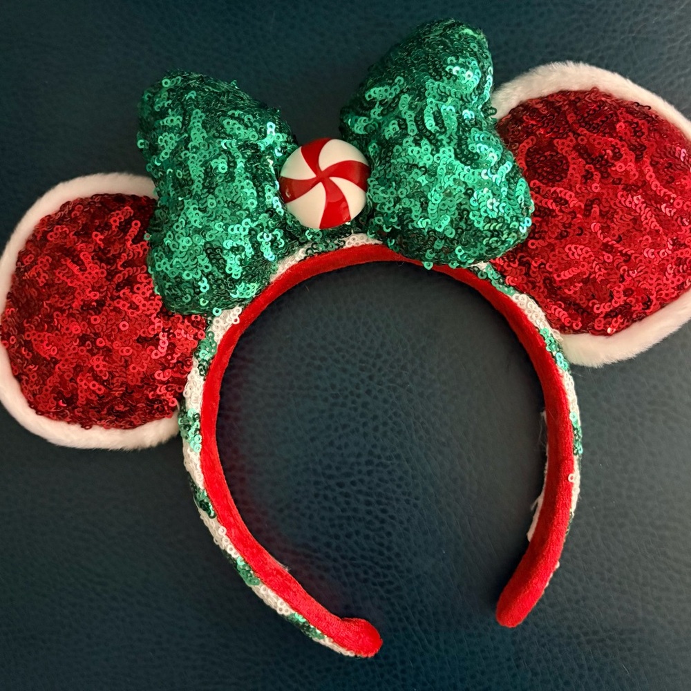 Holiday Christmas Sequin Bow Ears Headband